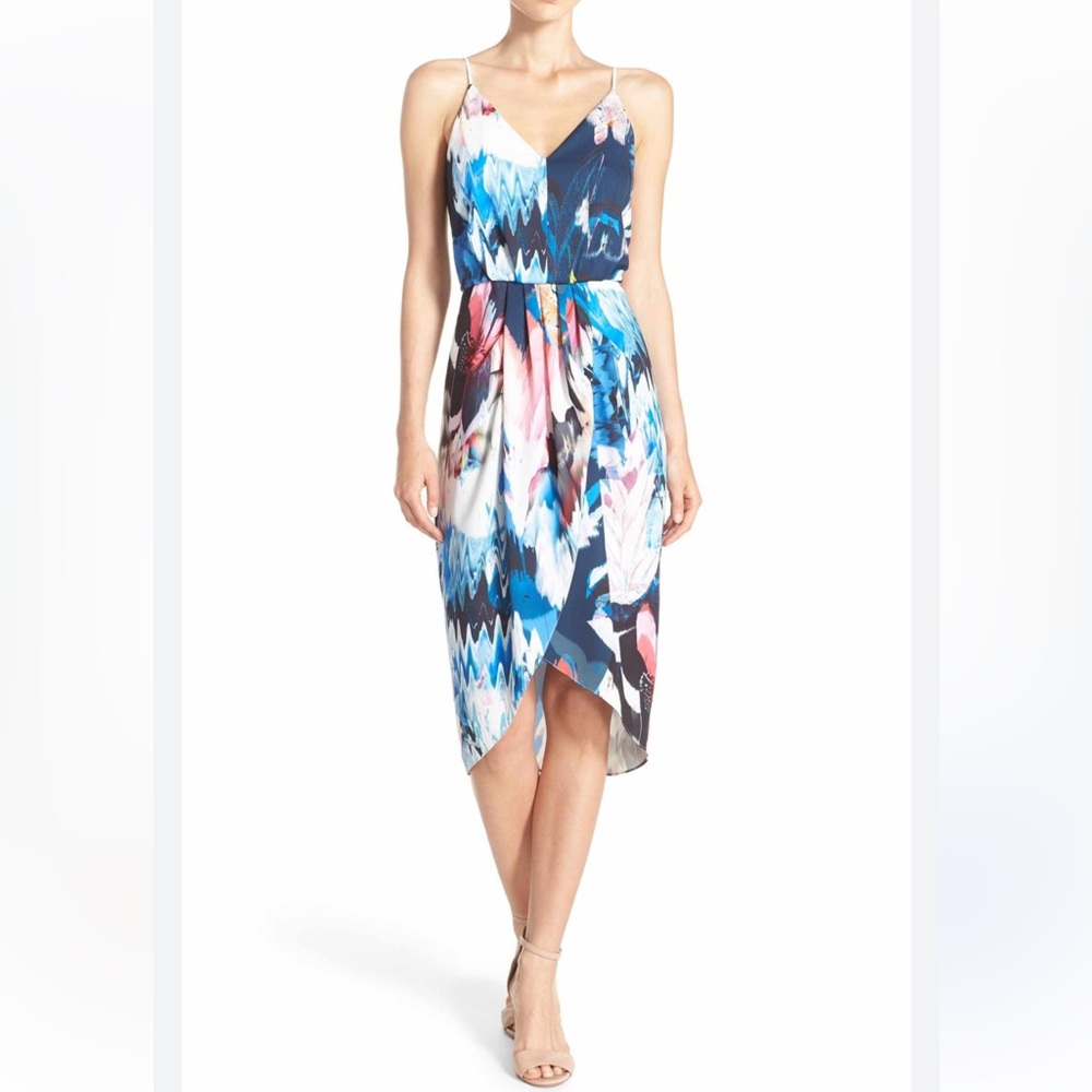 Chelsea28  faux wrap Dress tulip cut spaghetti strap